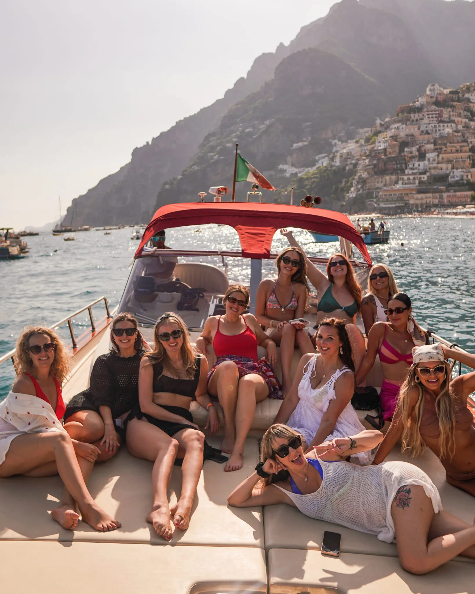 group of women on a boat