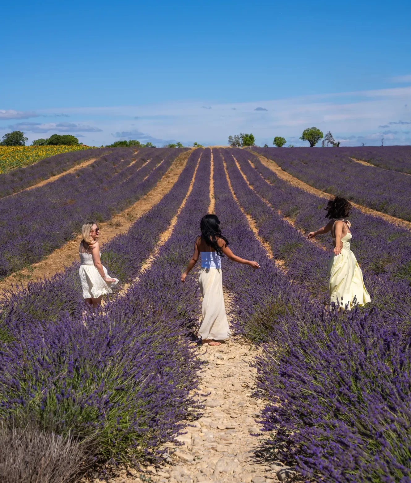 women in a lavender field
