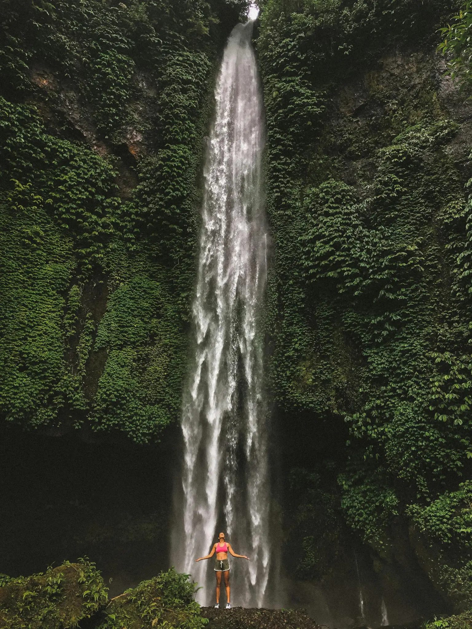large waterfall in the jungle
