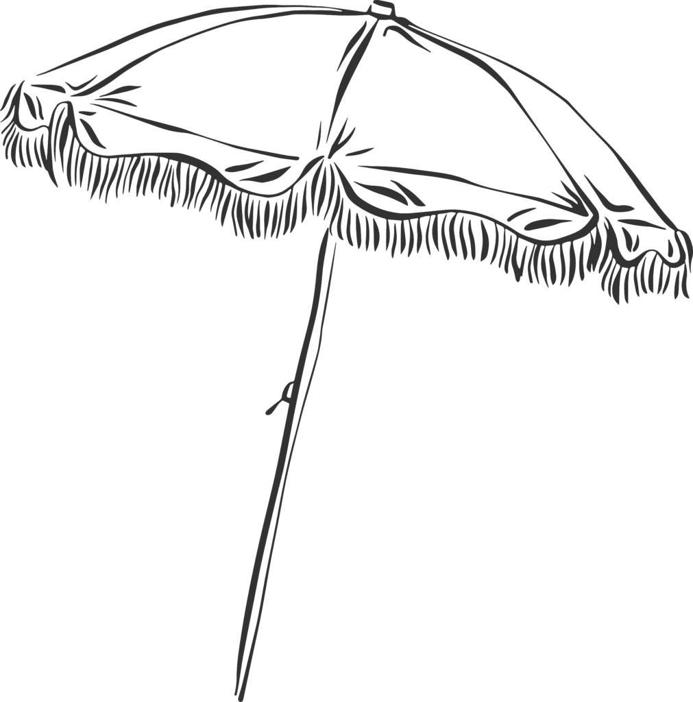 Illustration of tilted beach umbrella
