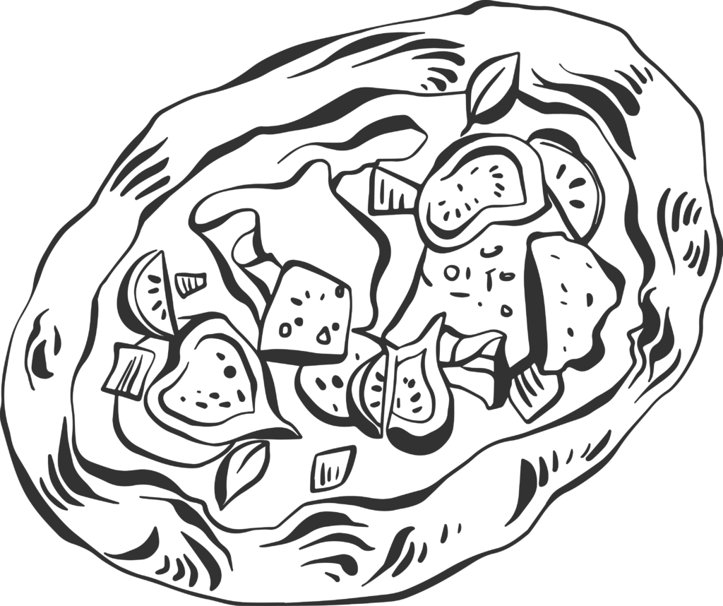 Illustration of oval plate with fruit slices
