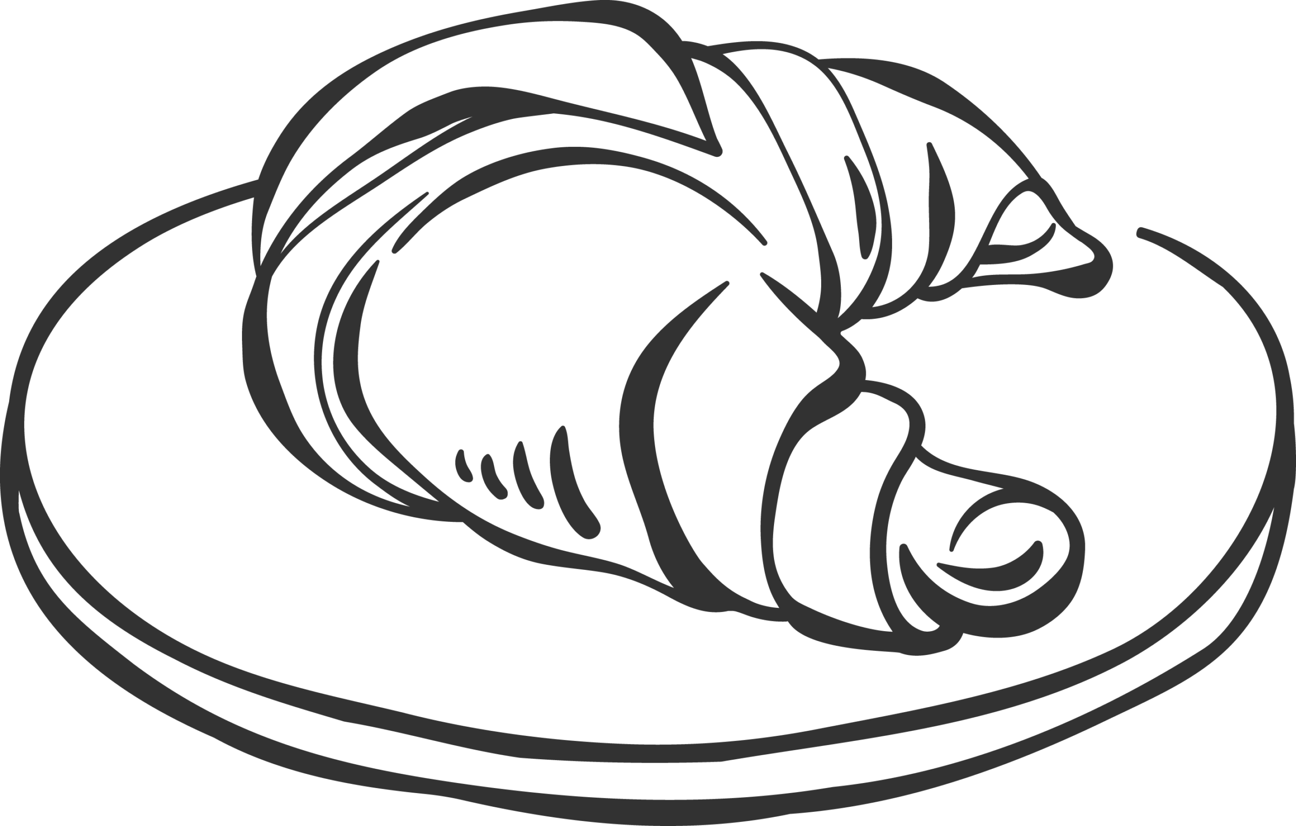 Illustration of a croissant on a plate