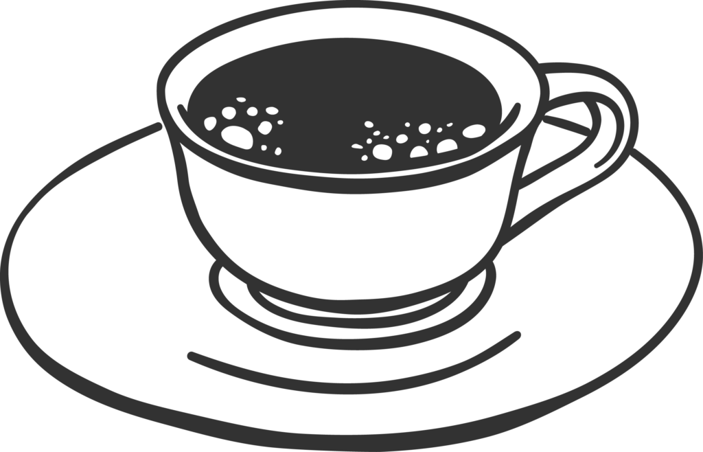 Illustration of coffee cup on saucer