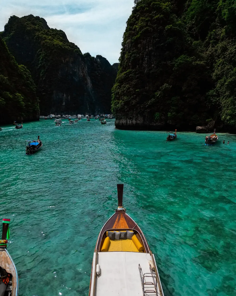 canoe on crystal clear tropical waters
