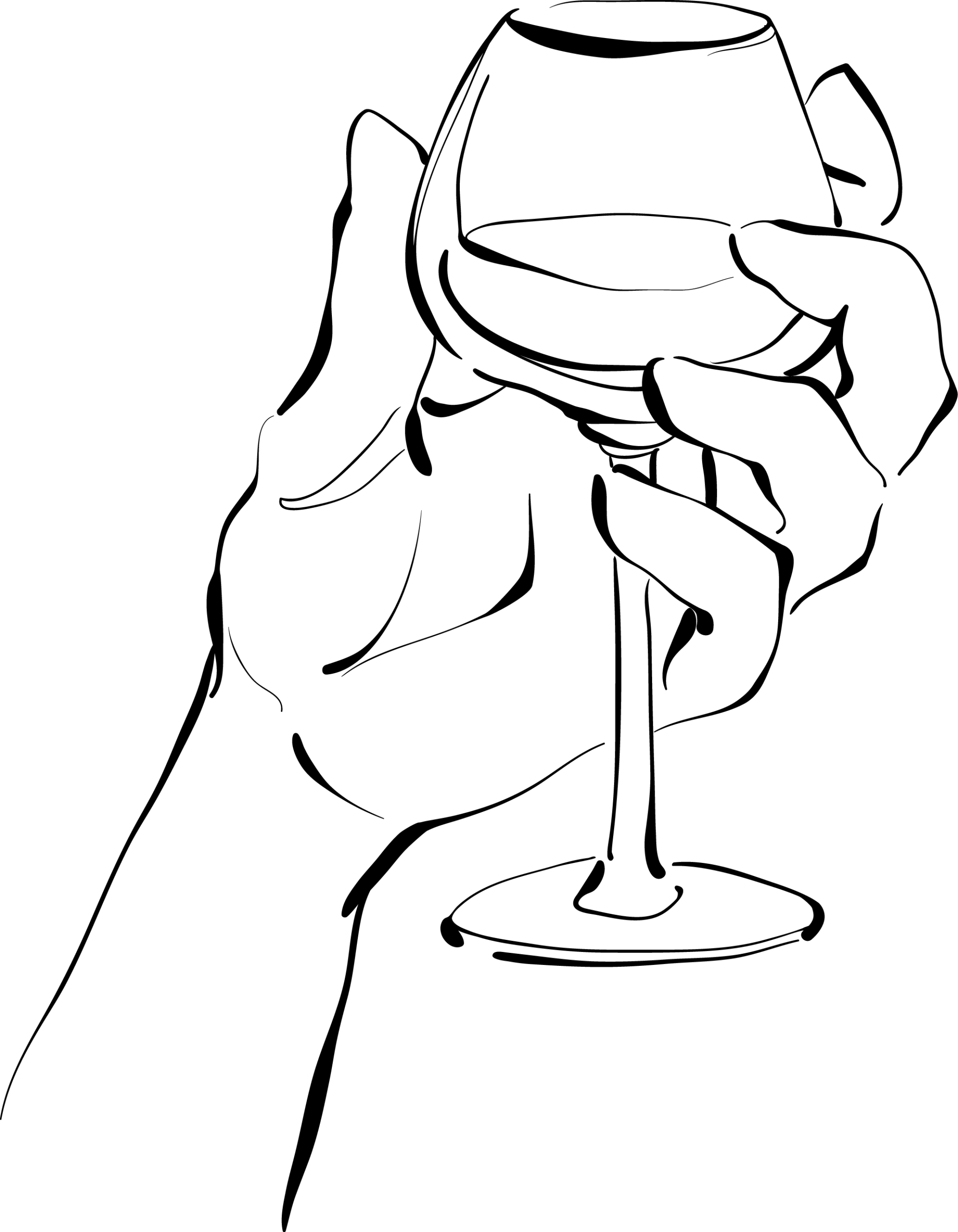illustration of a hand holding a wine glass