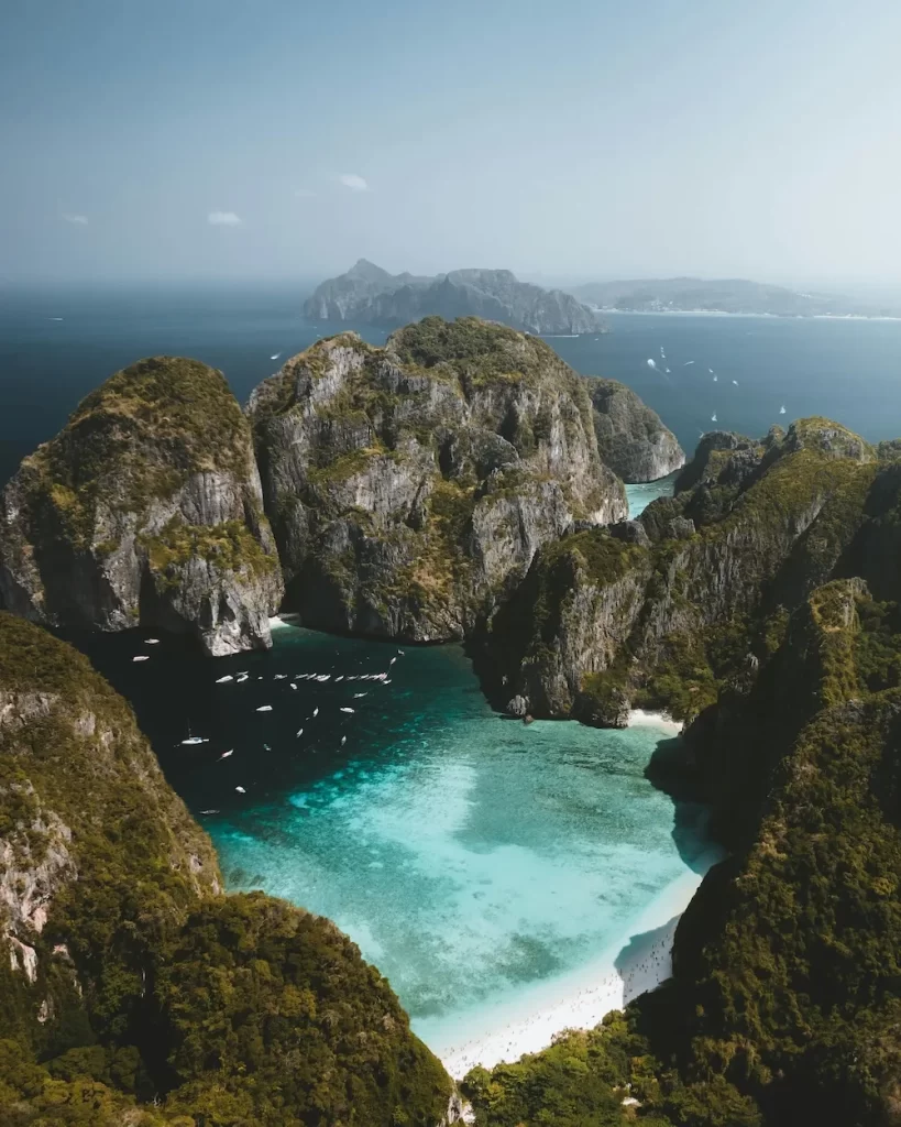 sky view of mountains in tropical waters