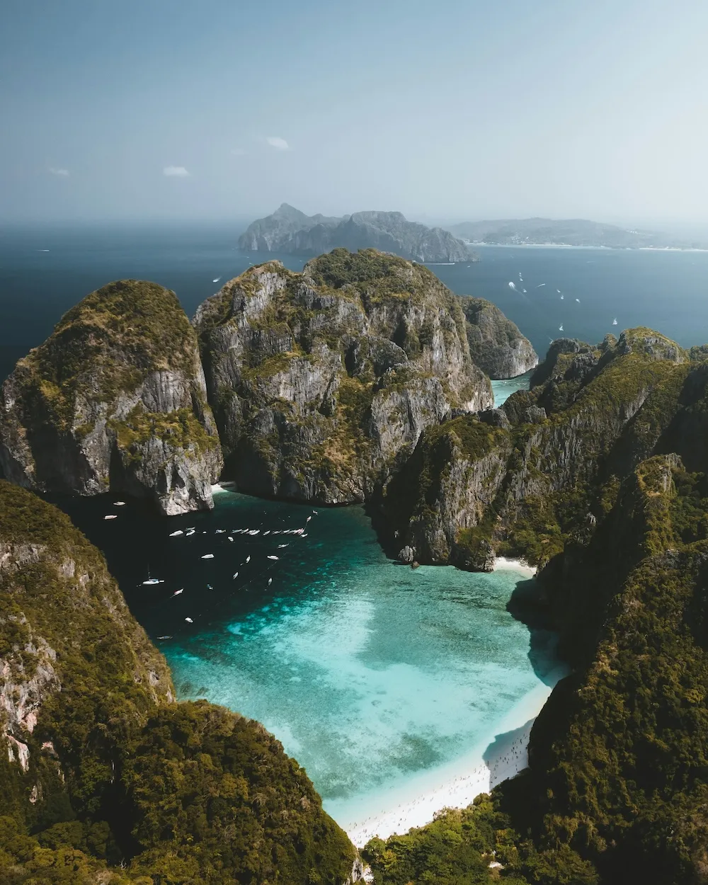 sky view of mountains in tropical waters